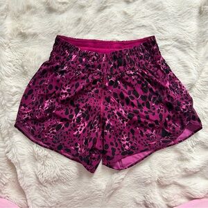 Lululemon Track That mid-rise cheetah camo shorts